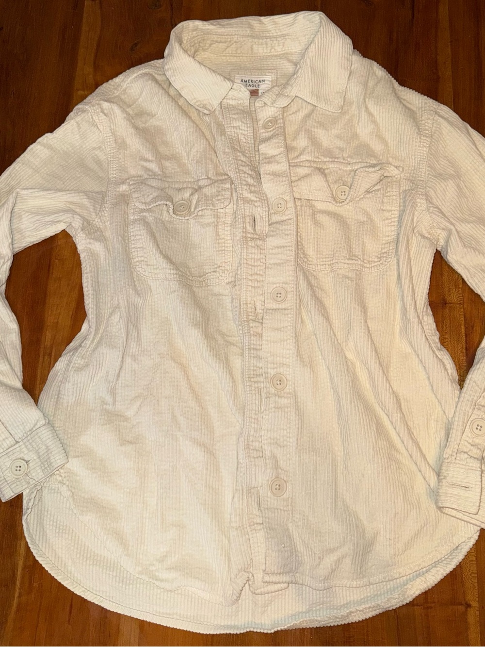 American Eagle Outfitters women’s Ivory Corduroy Button-Down Shirt